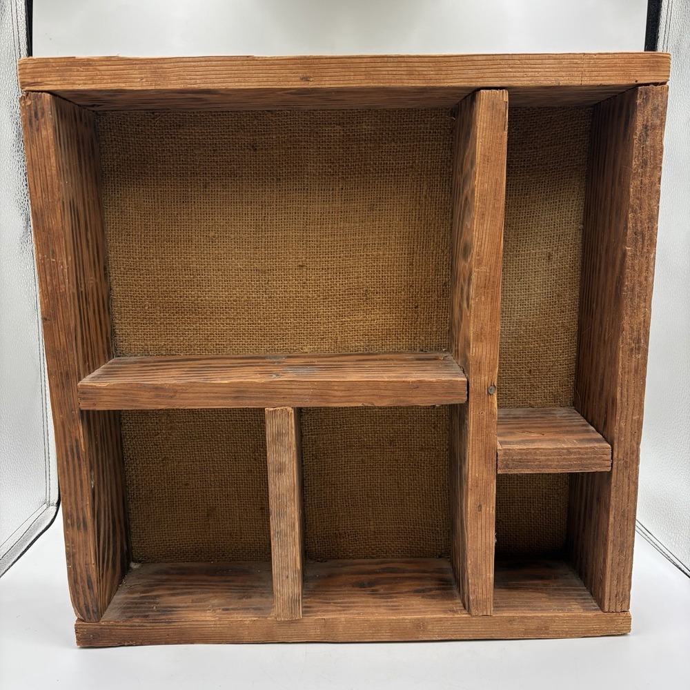 Vintage Rustic Wooden Compartmentalized Cubby Drawer 16x16 Cottage Core Decor